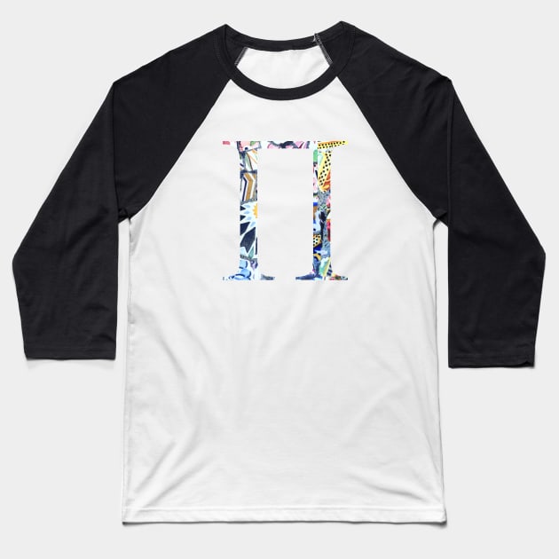 Barcelona Gaudi Mosaic Pi Sorority Letter Baseball T-Shirt by aterkaderk